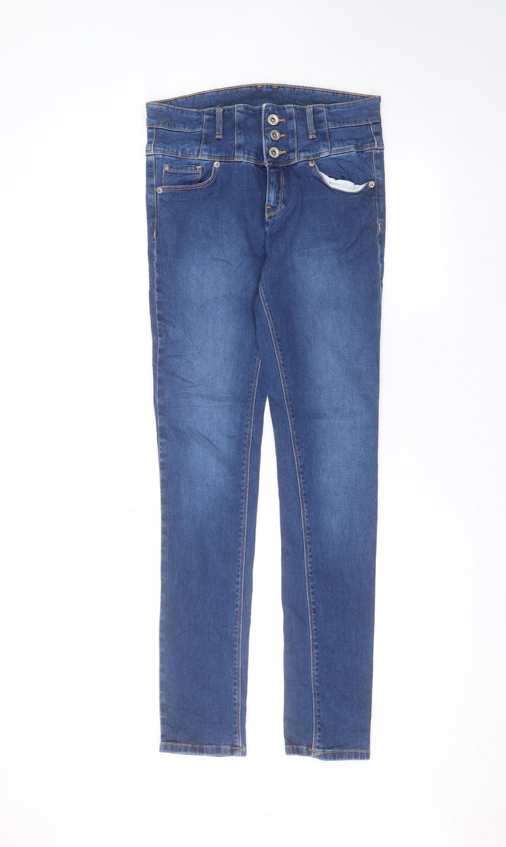 Preworn Womens Blue  Cotton Skinny Jeans Size 8 L30 in Regular