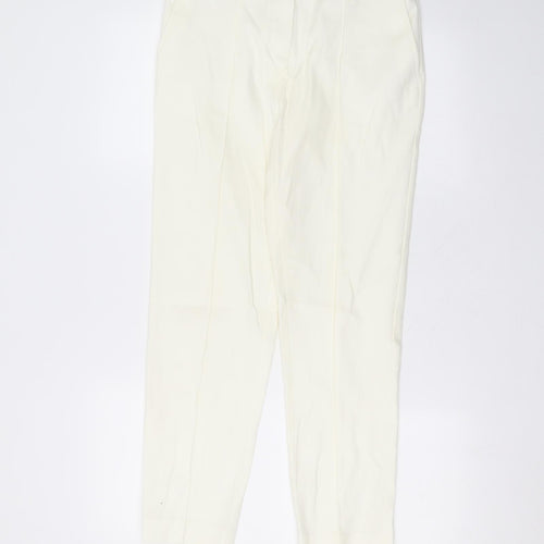 NEXT Womens White  Cotton Trousers  Size 8 L26 in Regular