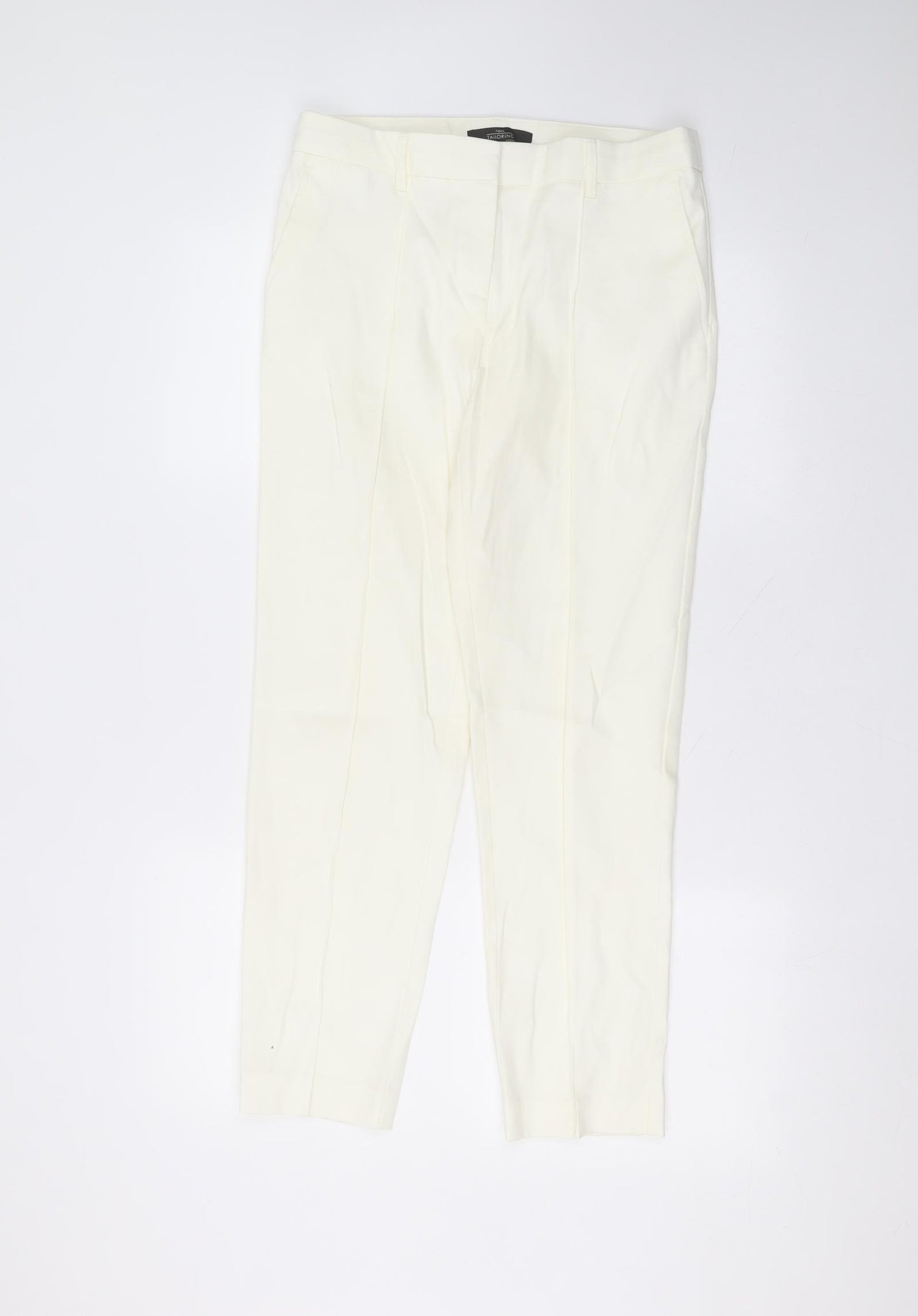 NEXT Womens White  Cotton Trousers  Size 8 L26 in Regular