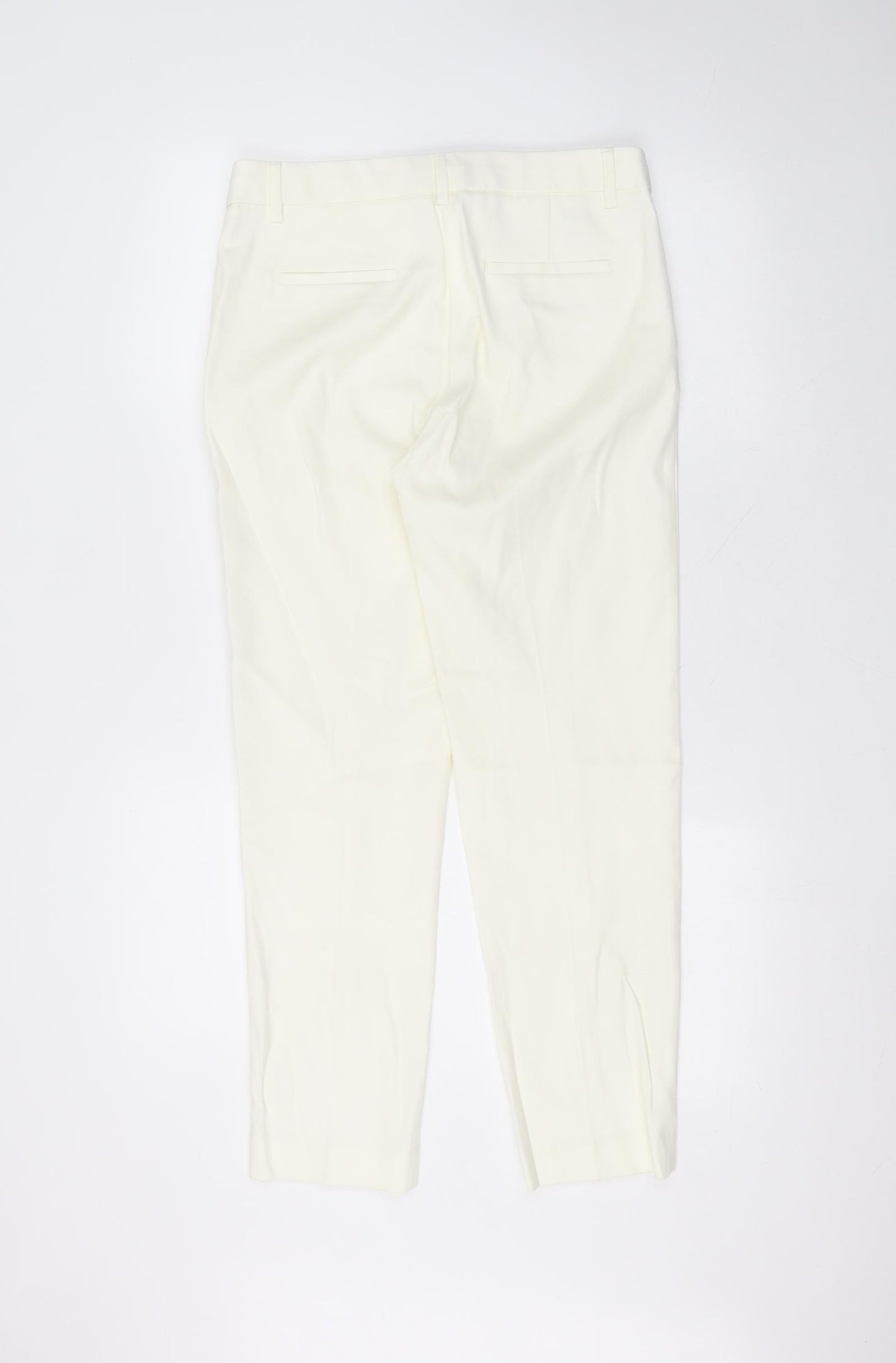 NEXT Womens White  Cotton Trousers  Size 8 L26 in Regular