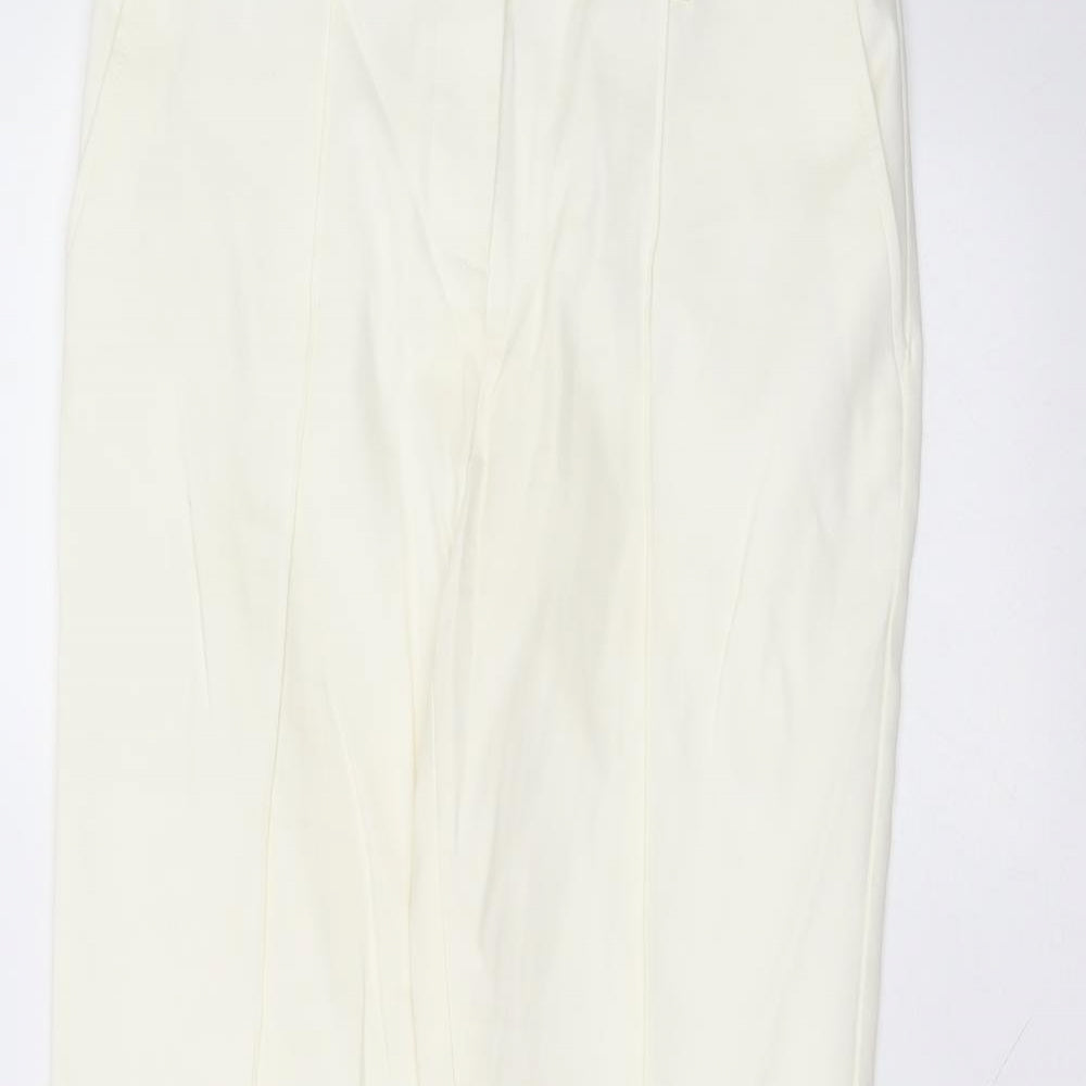NEXT Womens White  Cotton Trousers  Size 8 L26 in Regular
