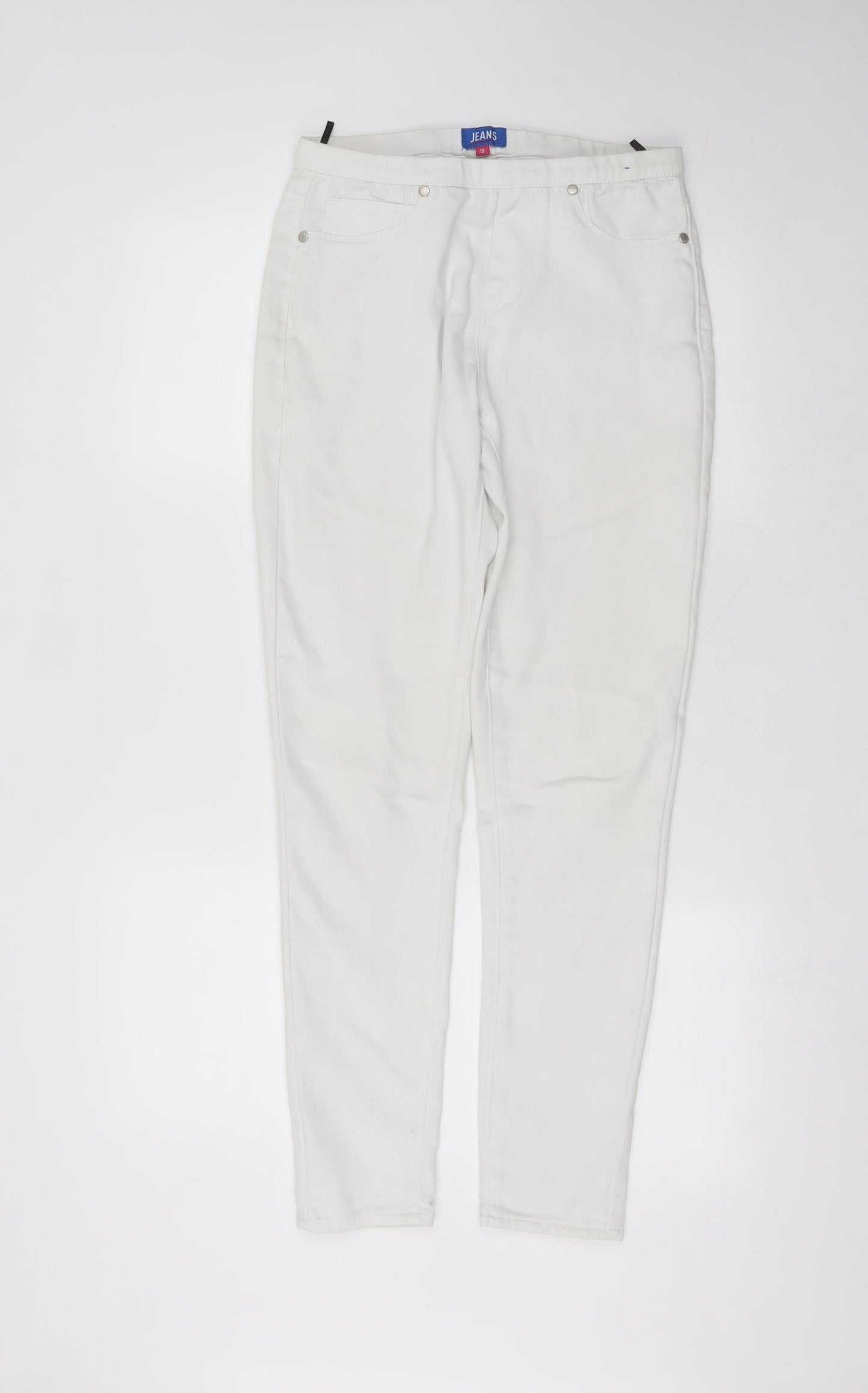 jeans Womens White  Cotton Skinny Jeans Size 10 L27 in Regular