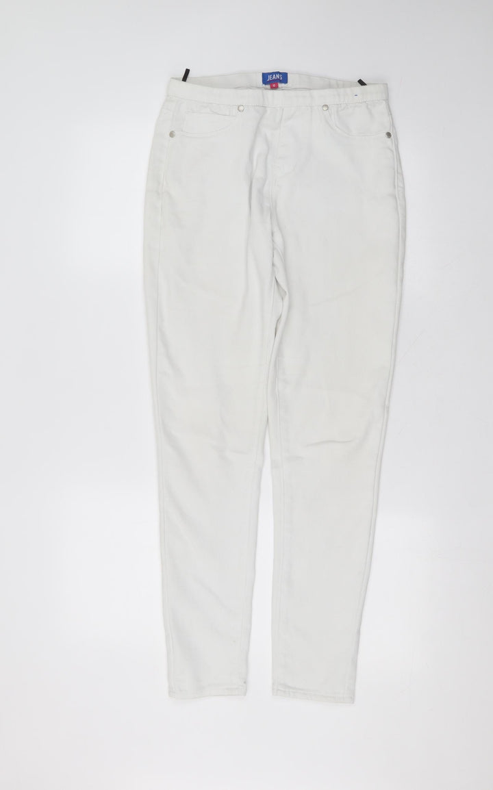 jeans Womens White  Cotton Skinny Jeans Size 10 L27 in Regular