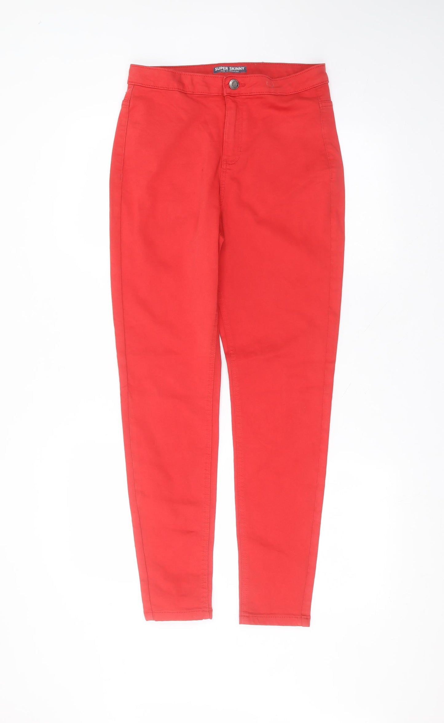 Marks and Spencer Womens Red  Cotton Skinny Jeans Size 12 L27 in Regular