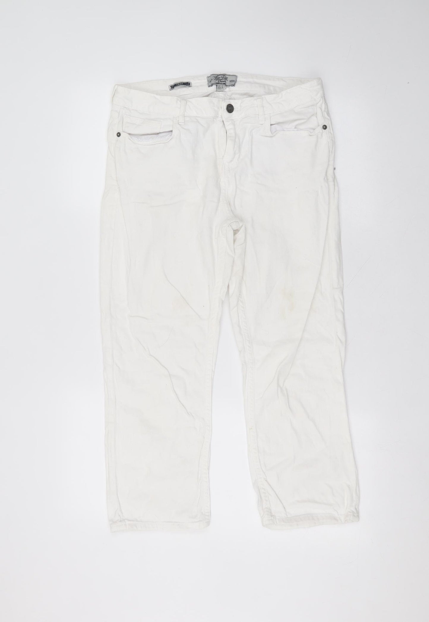 Fat Face Womens White  Cotton Straight Jeans Size 12 L22 in Regular
