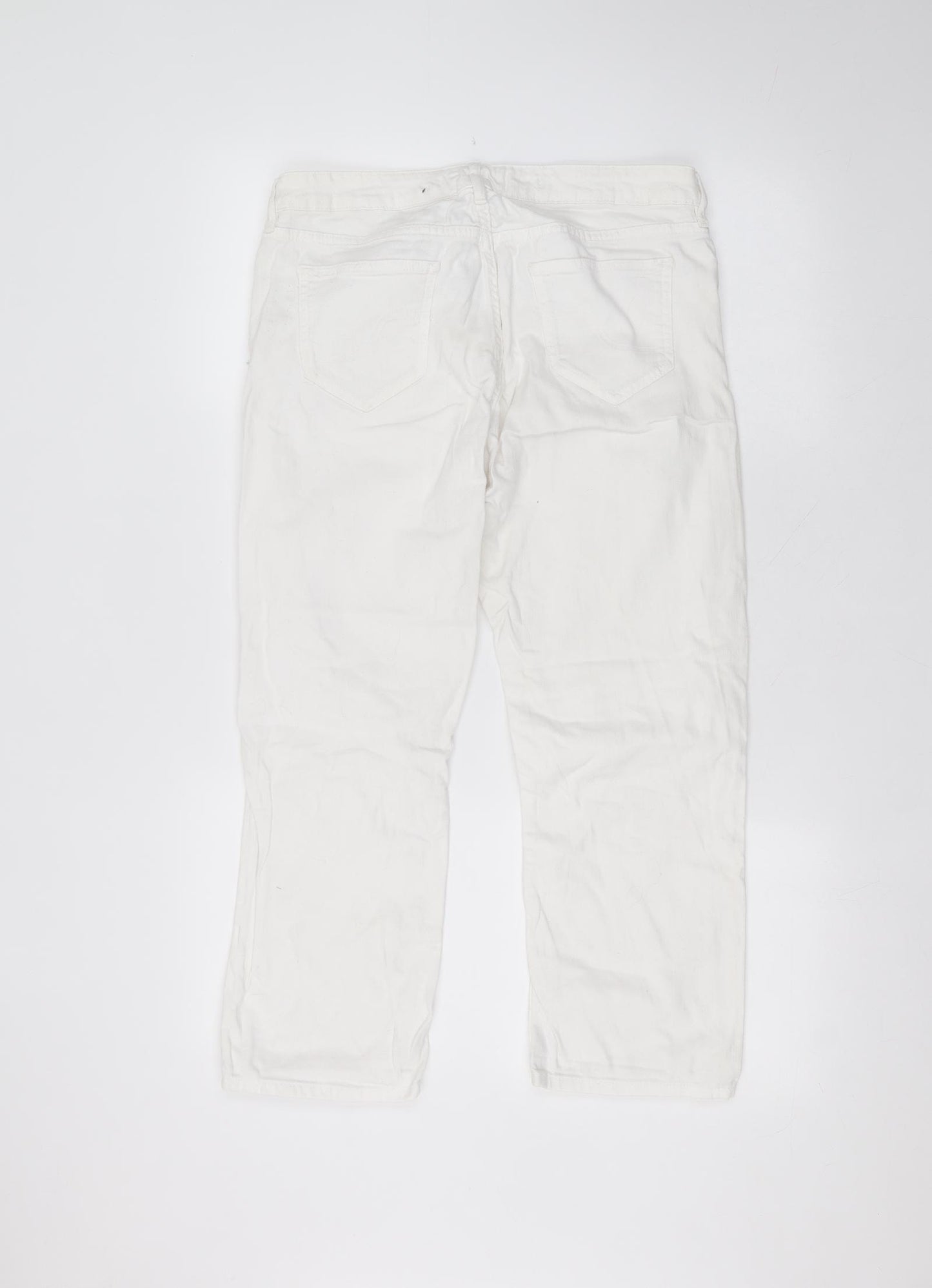 Fat Face Womens White  Cotton Straight Jeans Size 12 L22 in Regular
