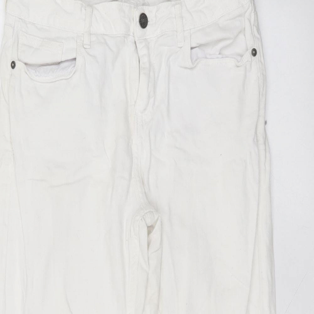 Fat Face Womens White  Cotton Straight Jeans Size 12 L22 in Regular