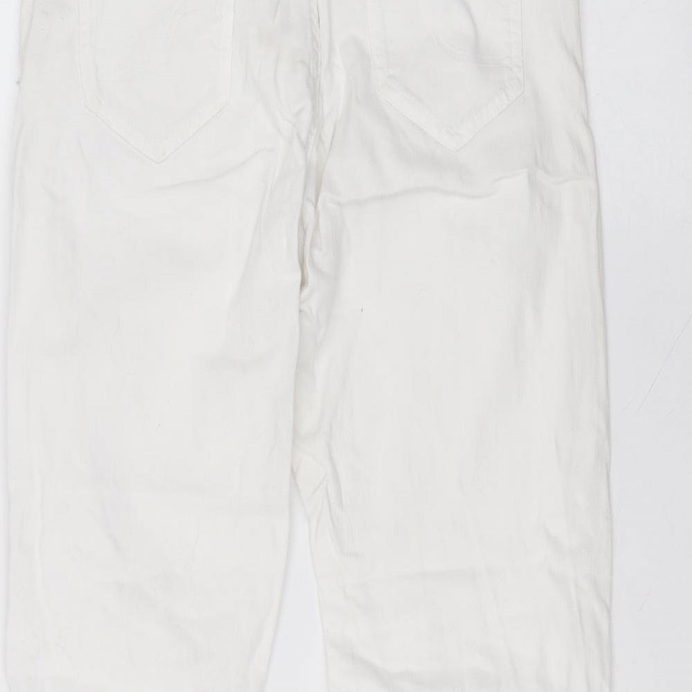 Fat Face Womens White  Cotton Straight Jeans Size 12 L22 in Regular