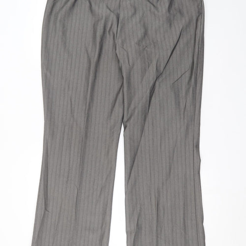 Marks and Spencer Womens Grey Striped Polyester Trousers  Size 18 L32 in Regular