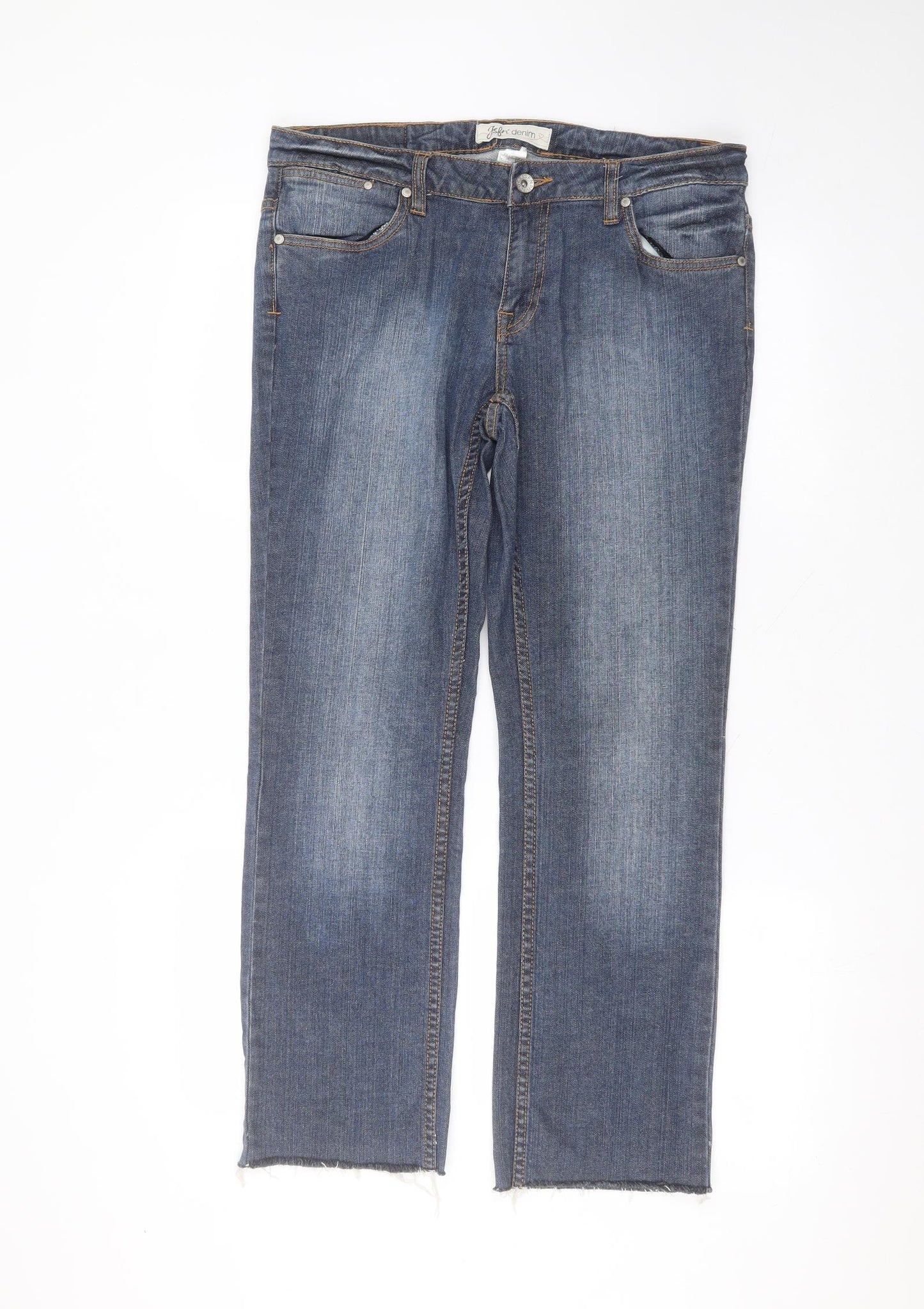Defn jeans Womens Blue  Cotton Straight Jeans Size 14 L27 in Regular