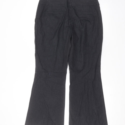 Marks and Spencer Womens Black Striped Polyester Trousers  Size 12 L28 in Regular