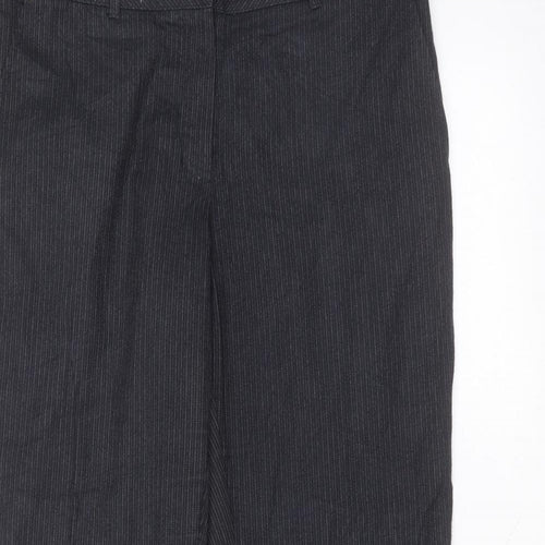Marks and Spencer Womens Black Striped Polyester Trousers  Size 12 L28 in Regular
