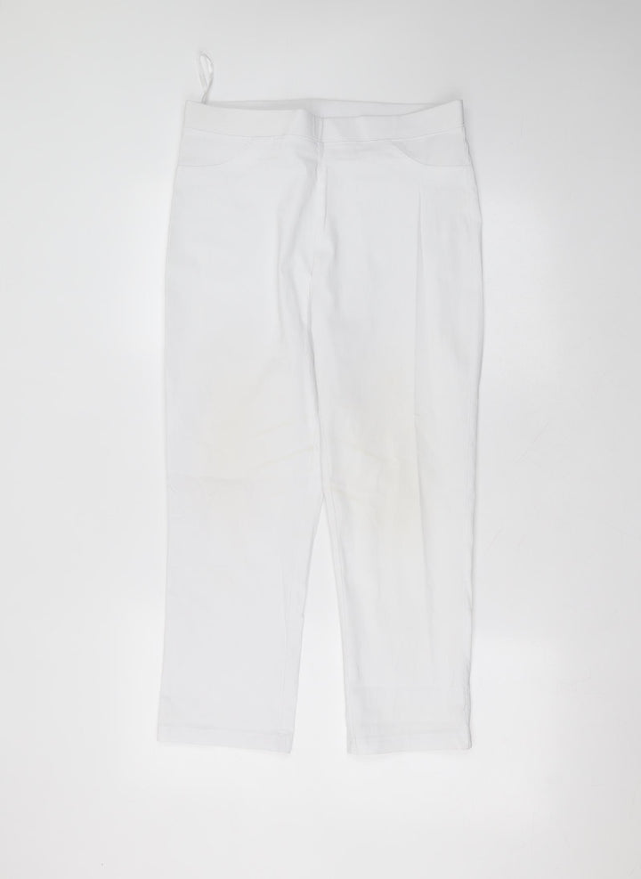 Classic Womens White  Cotton Skinny Jeans Size 12 L25 in Regular