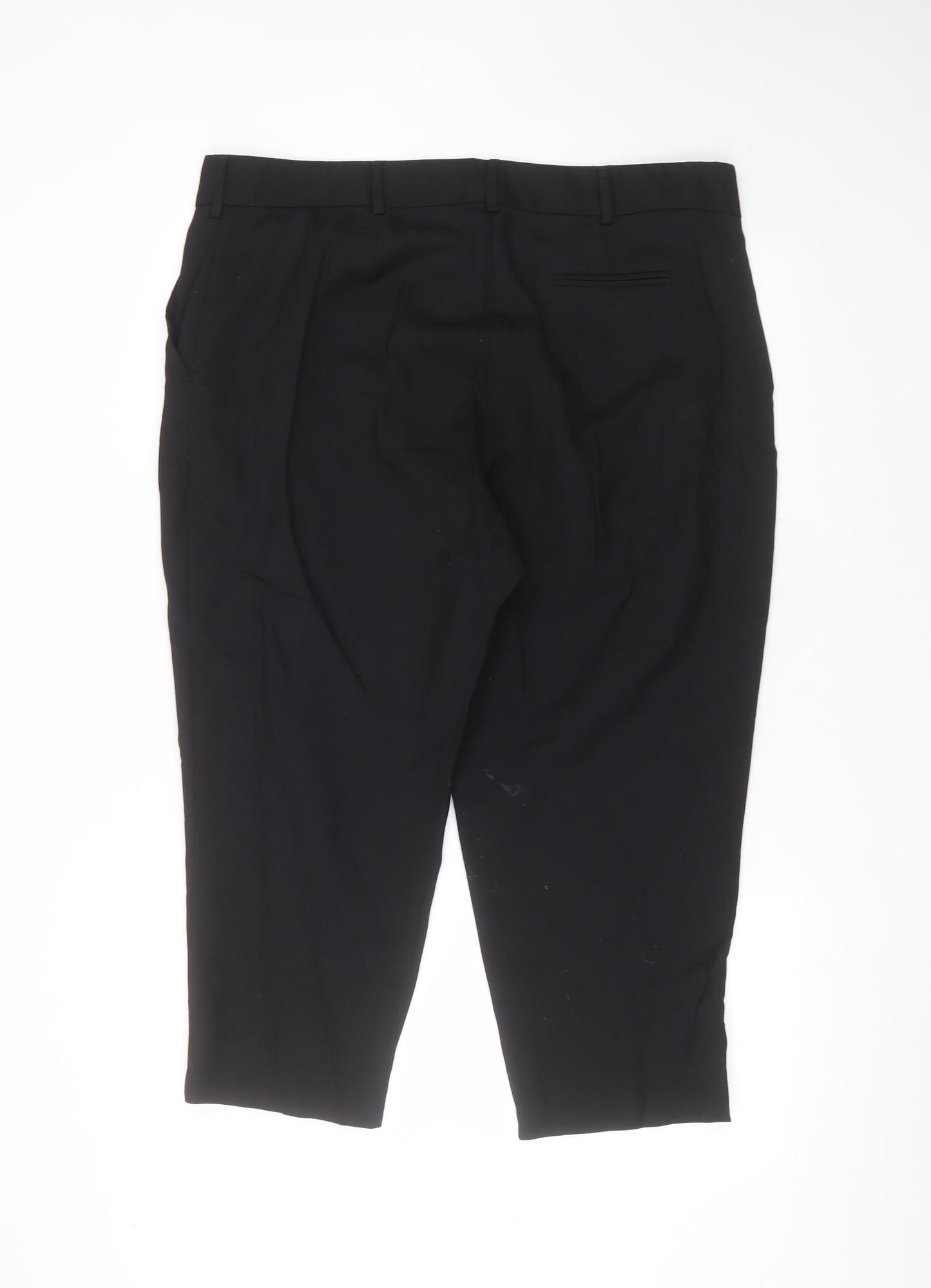 Marks and Spencer Womens Black  Polyester Cropped Trousers Size 18 L21 in Regular