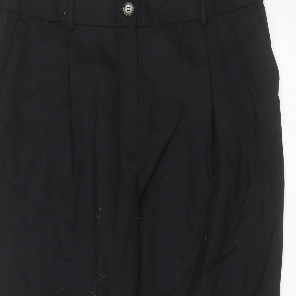 Marks and Spencer Womens Black  Polyester Cropped Trousers Size 18 L21 in Regular