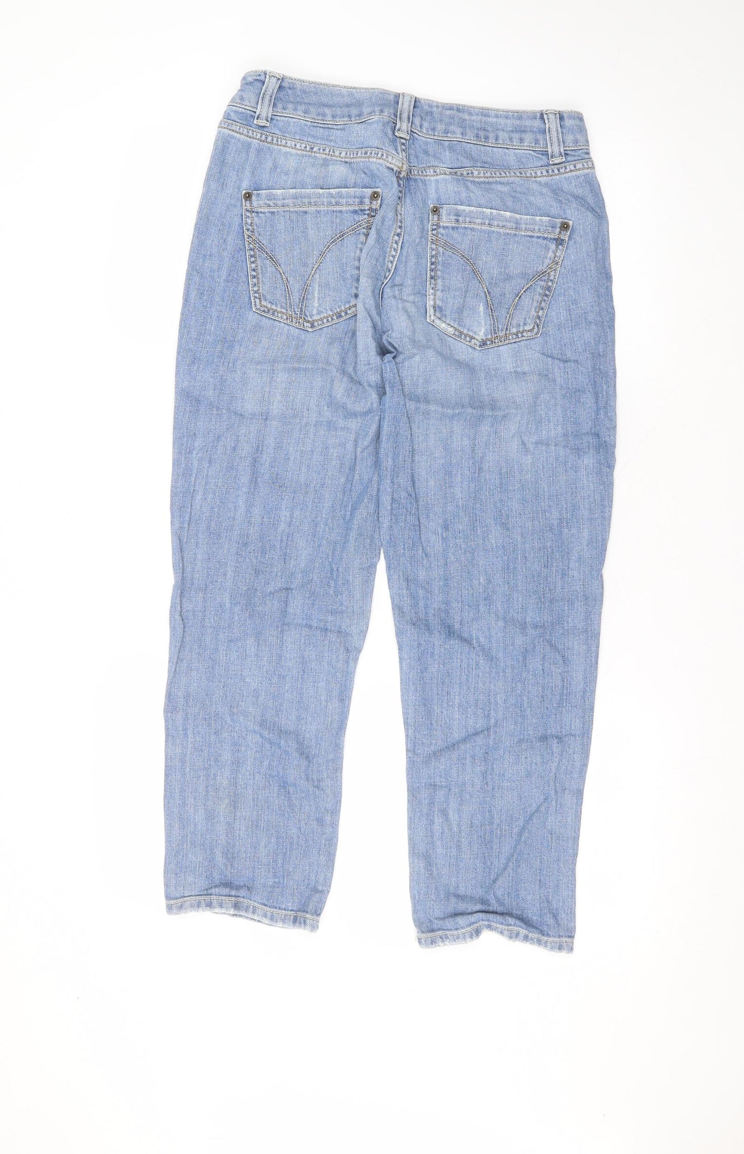 Topshop Womens Blue  Cotton Straight Jeans Size 10 L24 in Regular