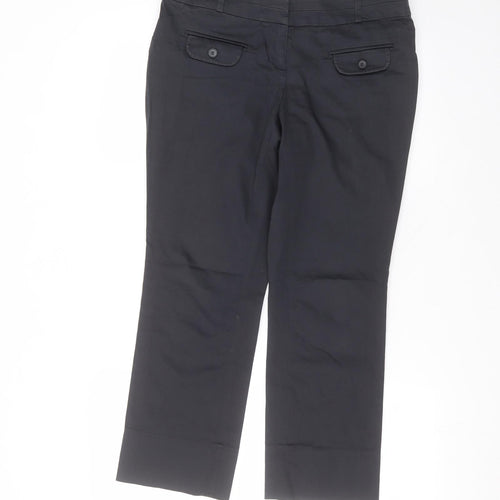 Marks and Spencer Womens Blue  Cotton Trousers  Size 12 L24 in Regular