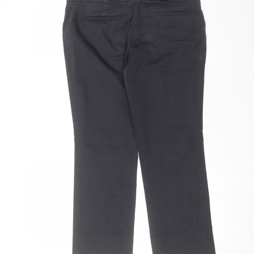 Marks and Spencer Womens Blue  Cotton Trousers  Size 12 L24 in Regular