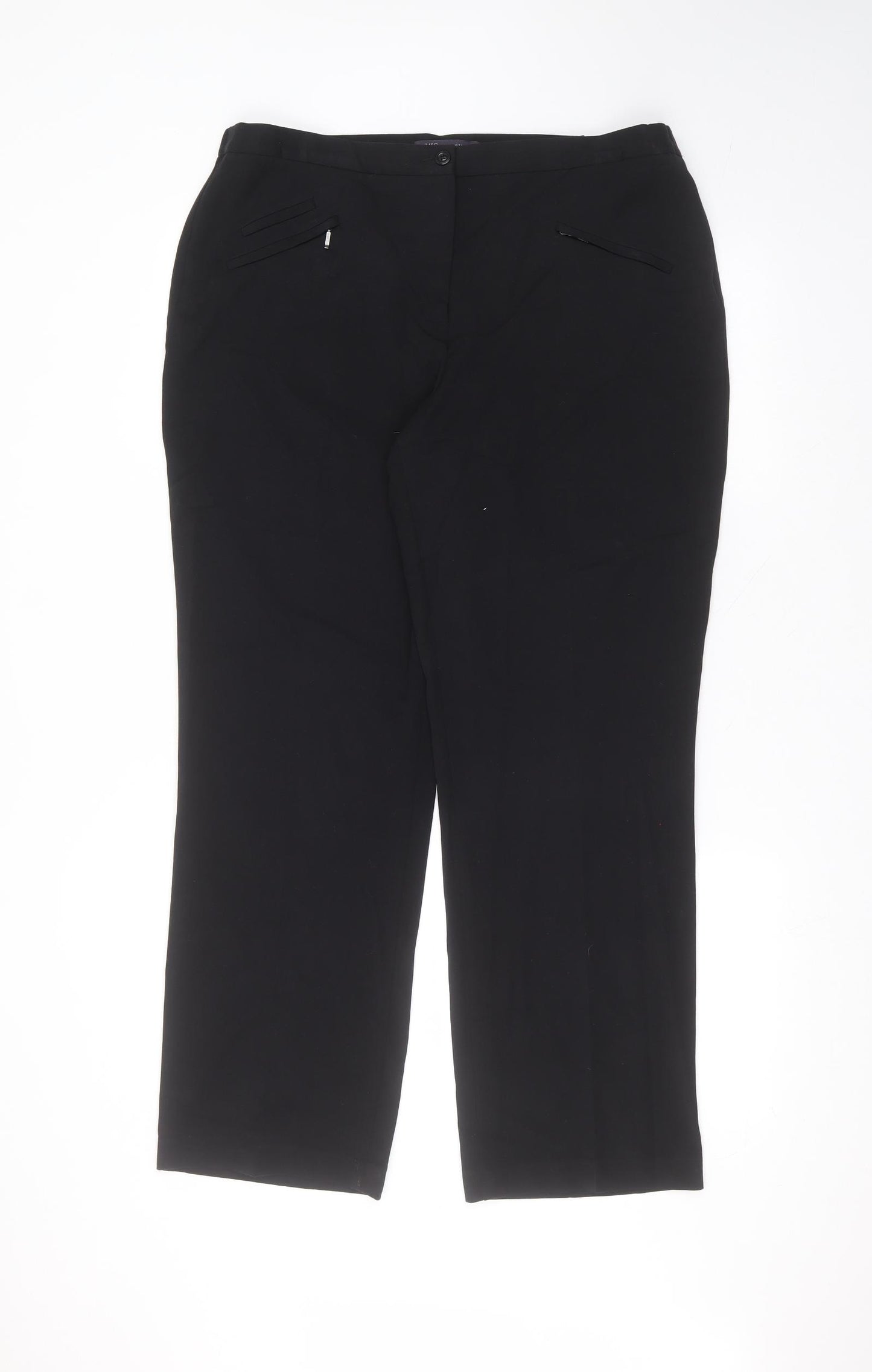 Marks and Spencer Womens Black  Viscose Trousers  Size 16 L28 in Regular