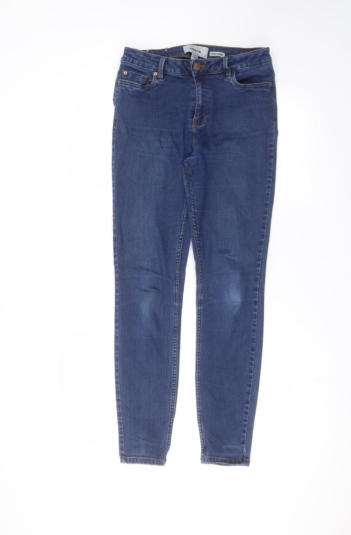 New Look Womens Blue Cotton Skinny Jeans Size 12 L27 in Regular