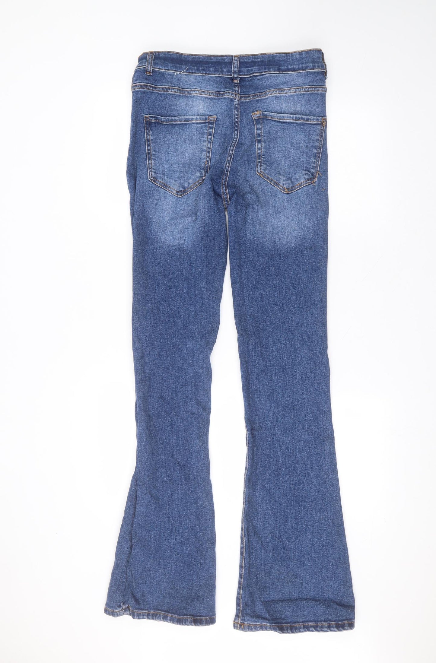 Primark Womens Blue  Cotton Bootcut Jeans Size 14 L33 in Regular