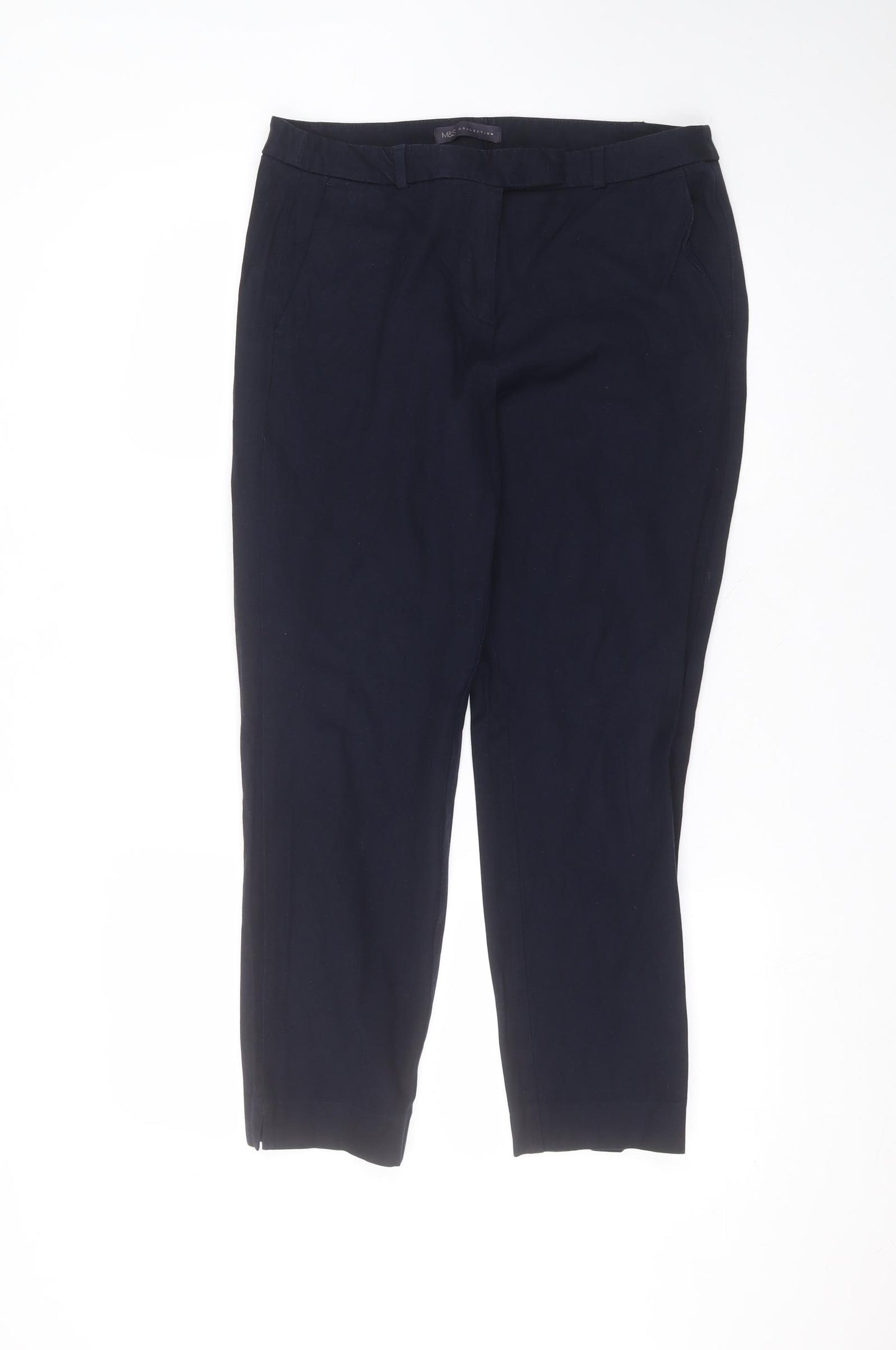 Marks and Spencer Womens Blue  Viscose Trousers  Size 14 L24 in Regular