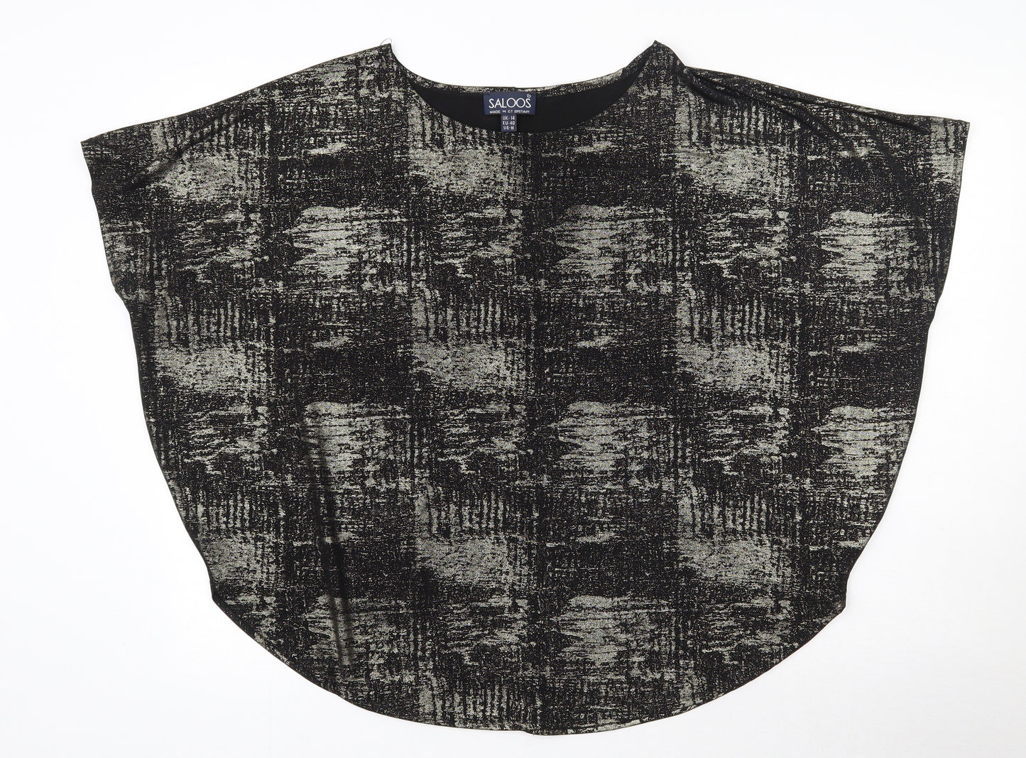 Saloos Womens Black  Polyester Basic T-Shirt Size 14 Round Neck