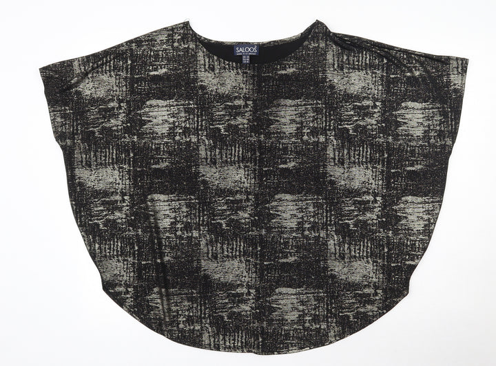 Saloos Womens Black Polyester Basic T-Shirt Size 14 Round Neck