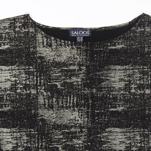 Saloos Womens Black  Polyester Basic T-Shirt Size 14 Round Neck