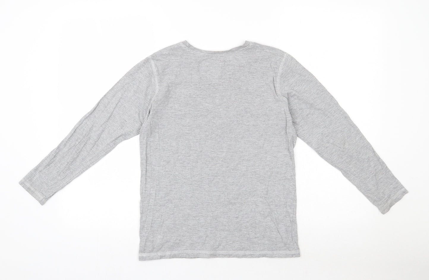 Tokyo Laundry Co Boys Grey  Cotton Basic T-Shirt Size 11-12 Years Round Neck Pullover - Badge Detail