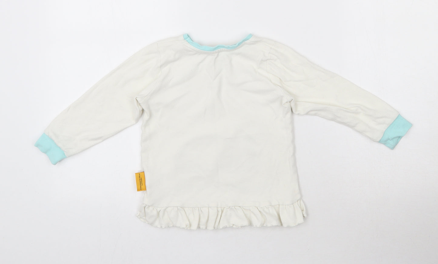 The Gruffalo Girls White  Cotton Basic T-Shirt Size 3-4 Years Round Neck Pullover - The Gruffalo Frill Detail