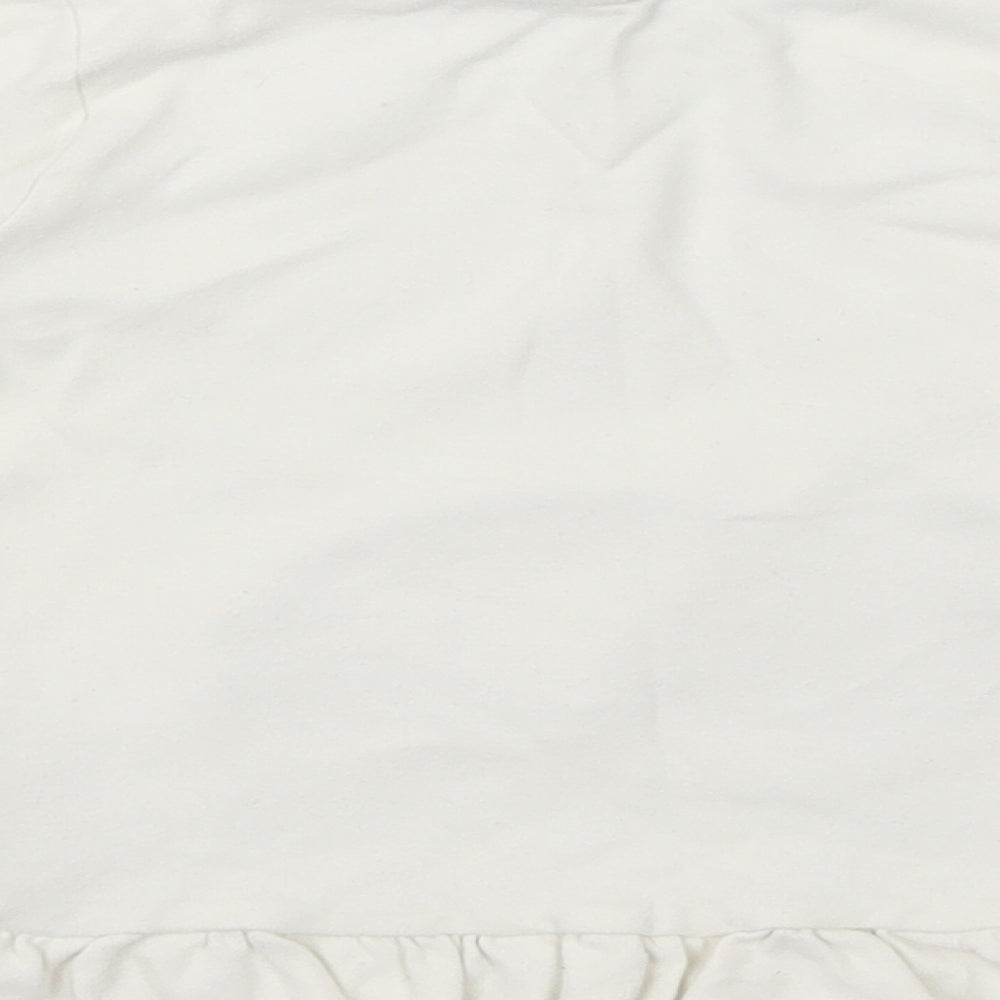The Gruffalo Girls White  Cotton Basic T-Shirt Size 3-4 Years Round Neck Pullover - The Gruffalo Frill Detail