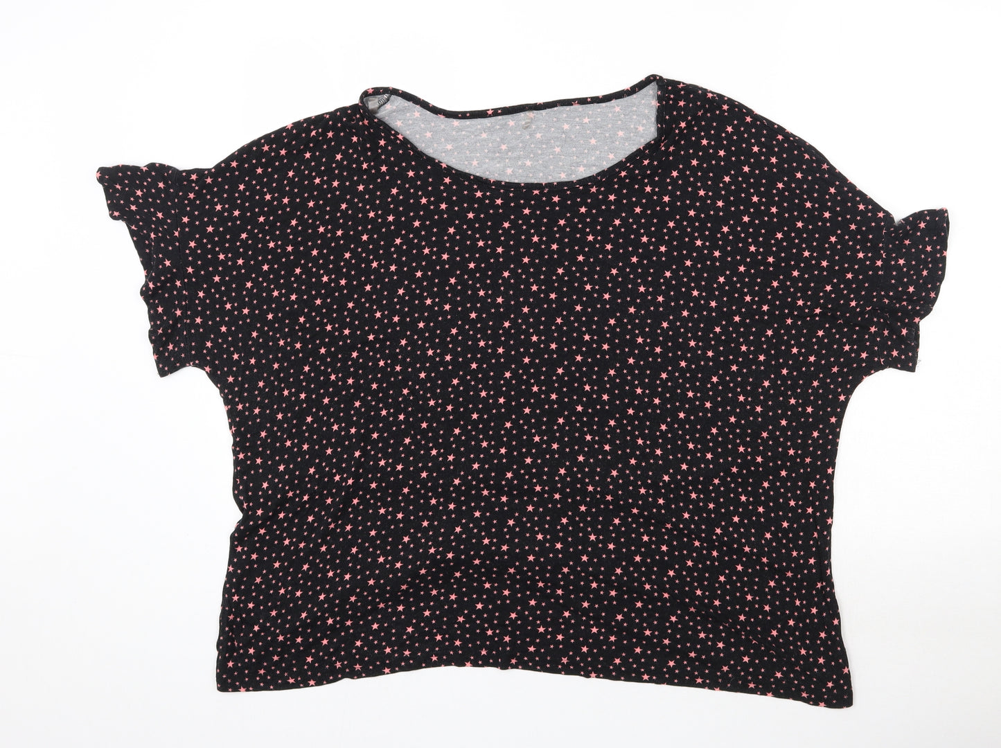 George Womens Black  Viscose Basic T-Shirt Size 20 Round Neck - Pink Star Print
