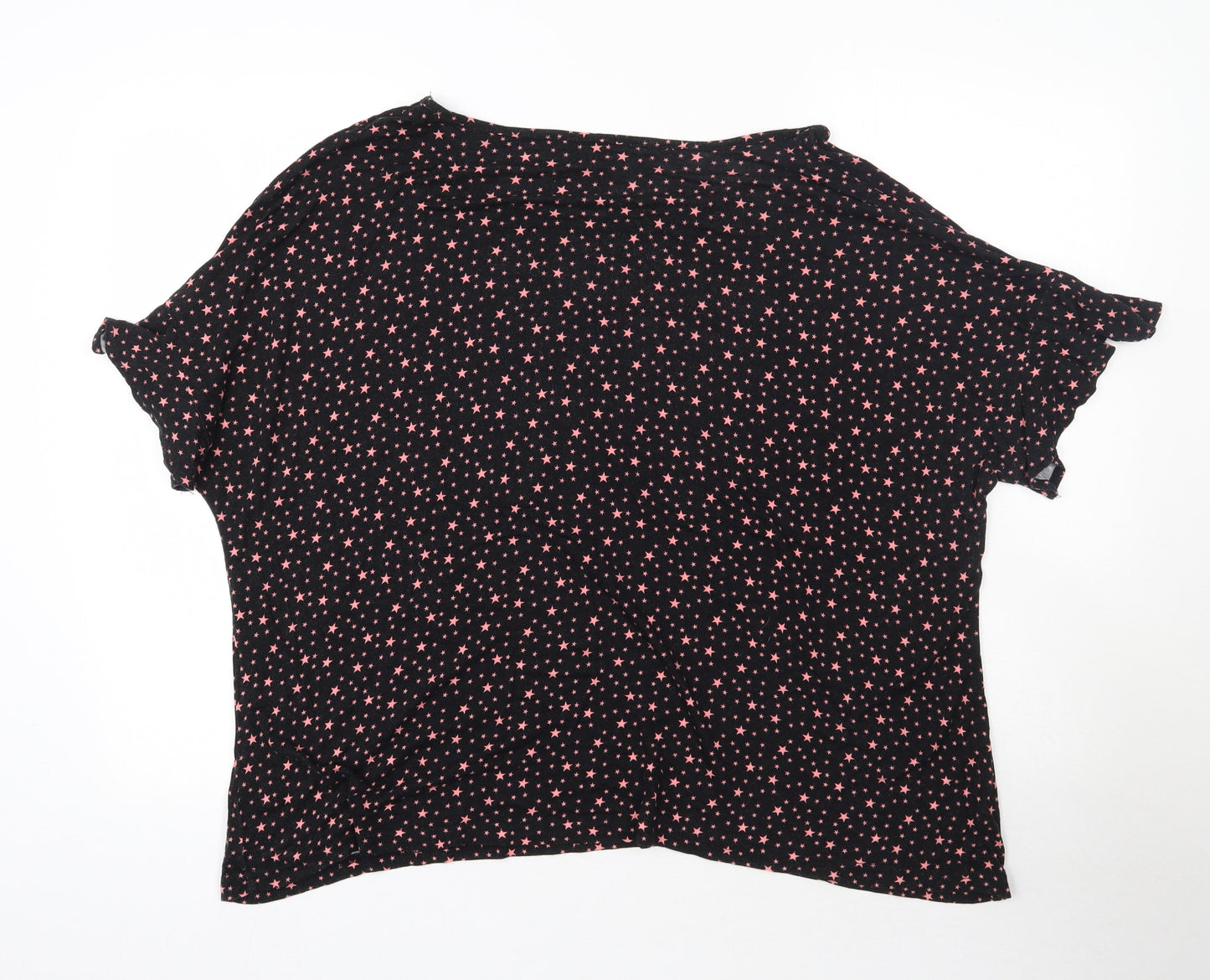 George Womens Black  Viscose Basic T-Shirt Size 20 Round Neck - Pink Star Print