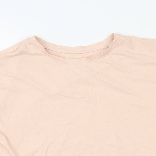 H&M Girls Beige  100% Cotton Basic T-Shirt Size 10-11 Years Round Neck Pullover - Tie Detail