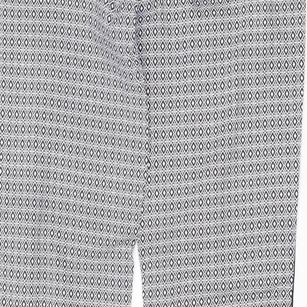 Primark  Womens Blue Argyle/Diamond Viscose Trousers  Size 8 L28 in Regular Zip