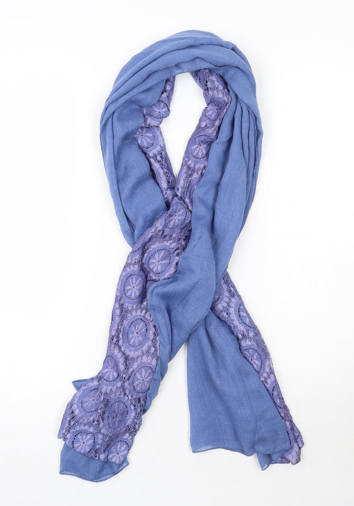 Preworn Womens Purple Floral Polyester Scarf - Lace Detail
