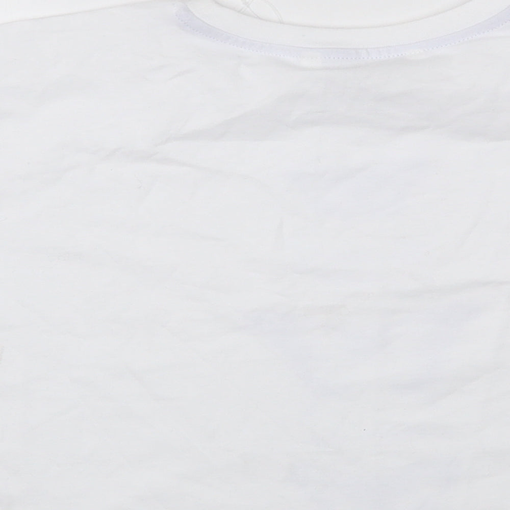 George Girls White  100% Cotton Basic T-Shirt Size 11-12 Years Round Neck Pullover - Butterfly Print