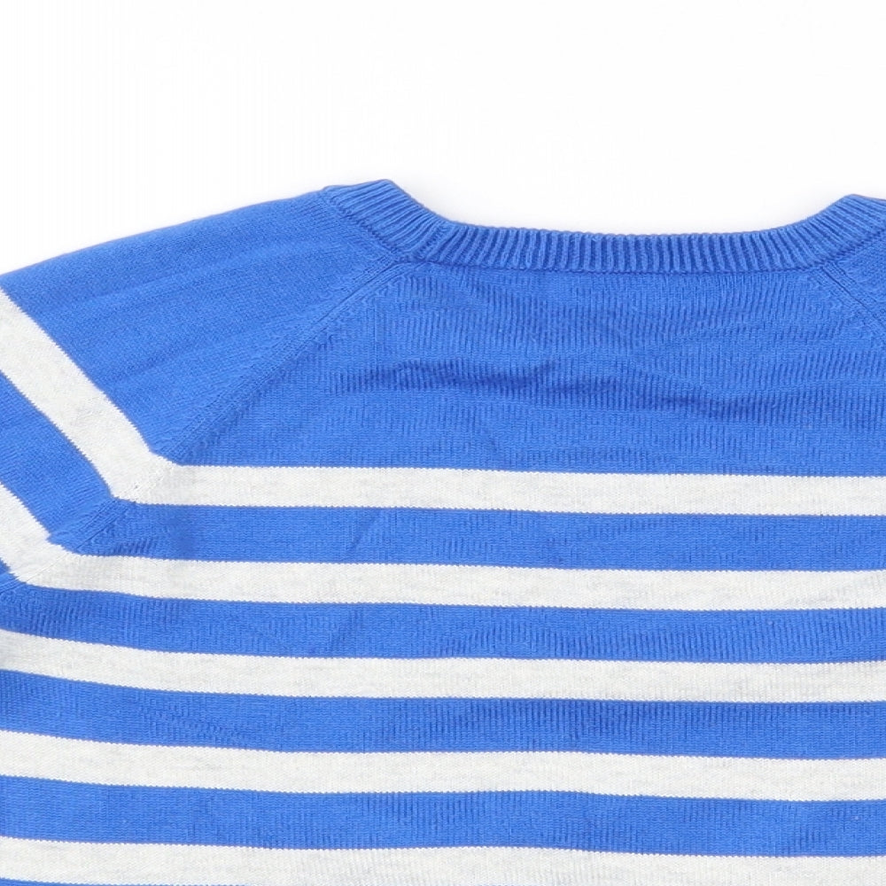 Matalan Boys Blue Round Neck Striped Cotton Pullover Jumper Size 4-5 Years  Pullover