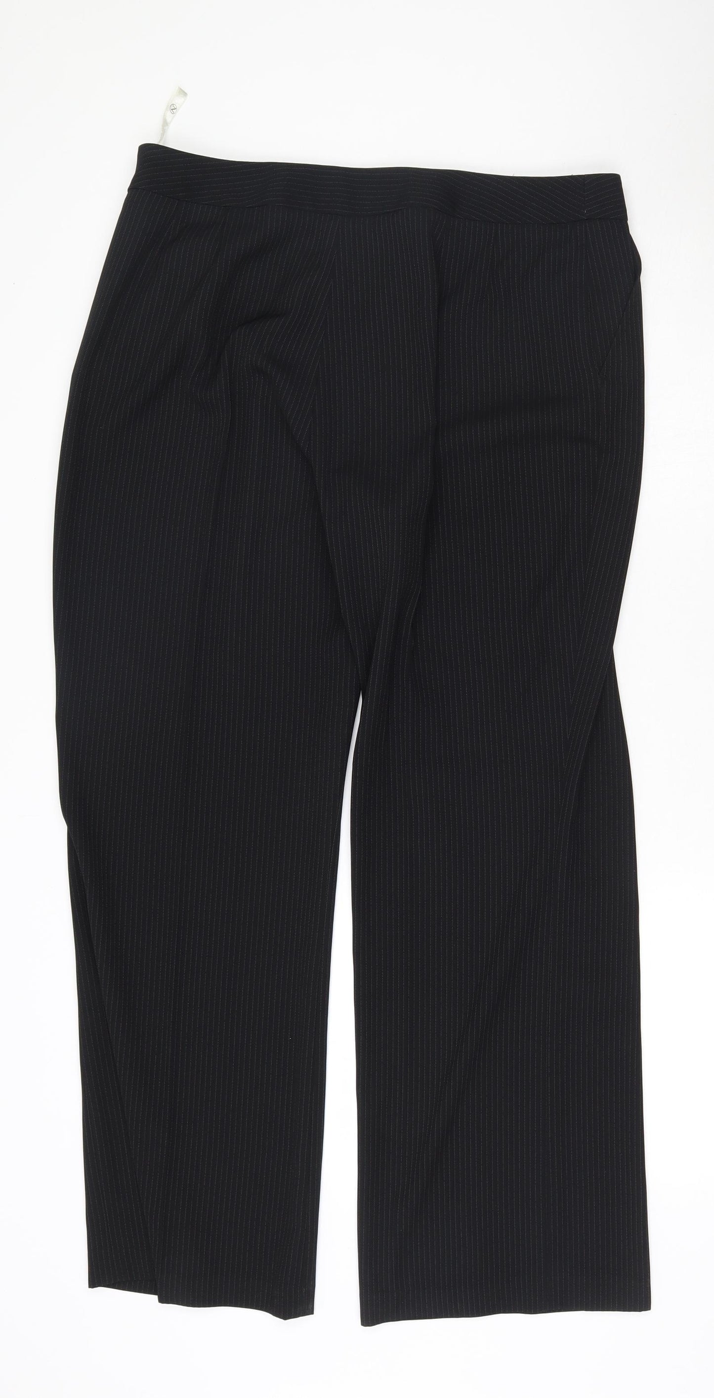 NEXT Womens Black Striped Polyester Trousers  Size 16 L30 in Regular Zip