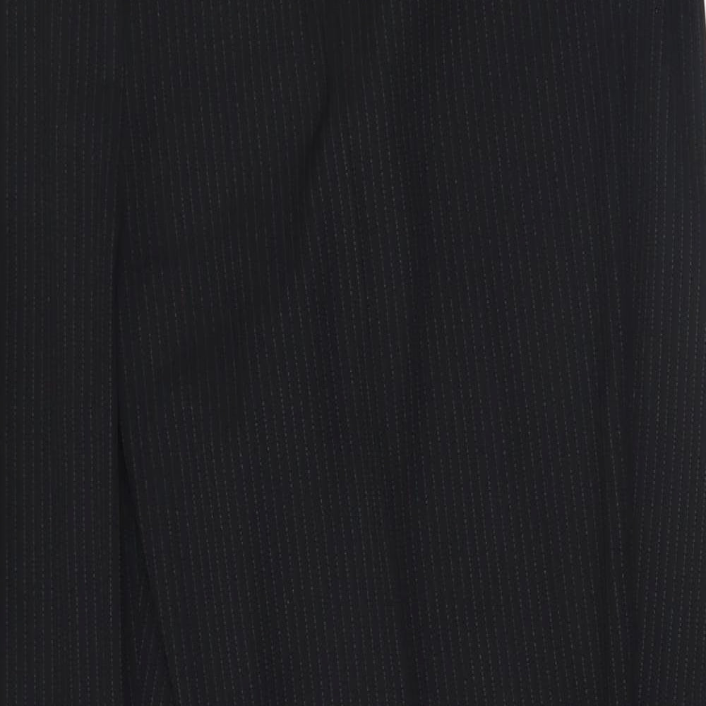 NEXT Womens Black Striped Polyester Trousers  Size 16 L30 in Regular Zip