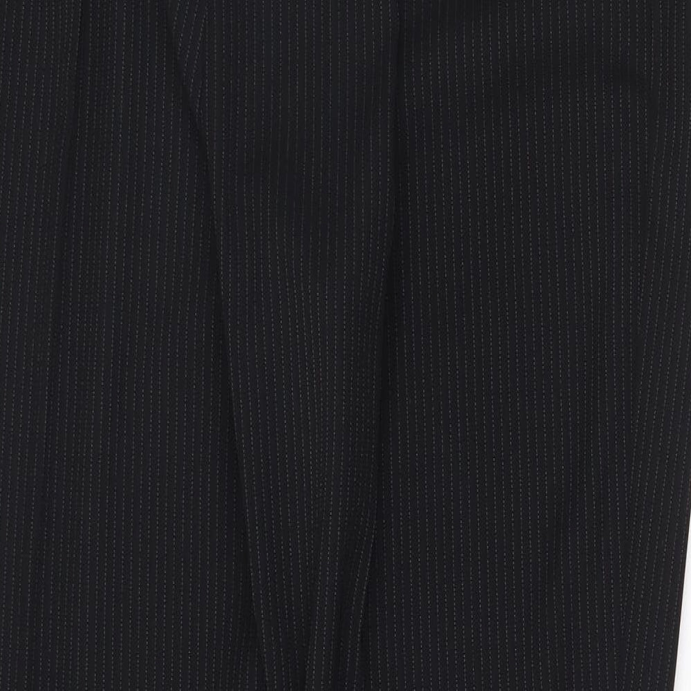 NEXT Womens Black Striped Polyester Trousers  Size 16 L30 in Regular Zip