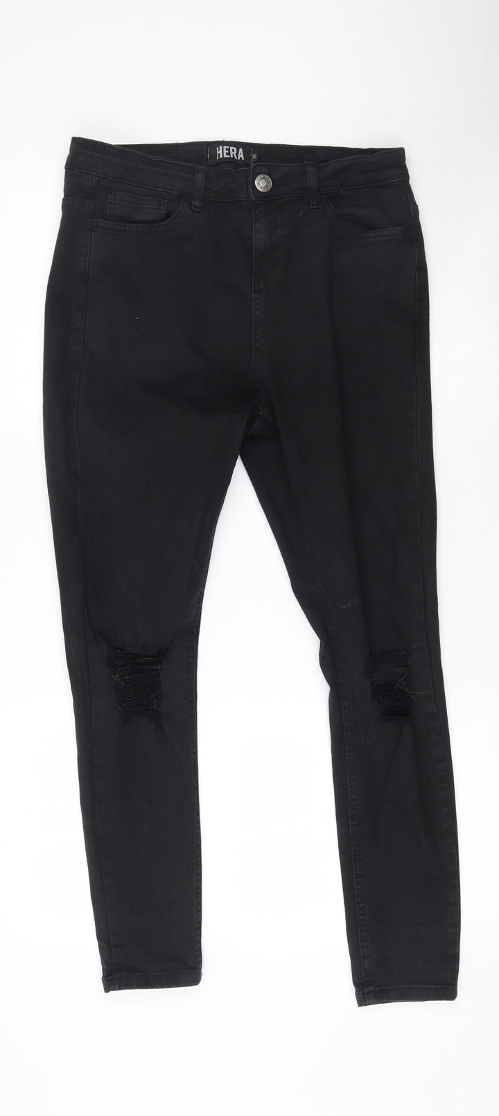 Hera Womens Black Cotton Skinny Jeans Size S L28 in Regular Zip
