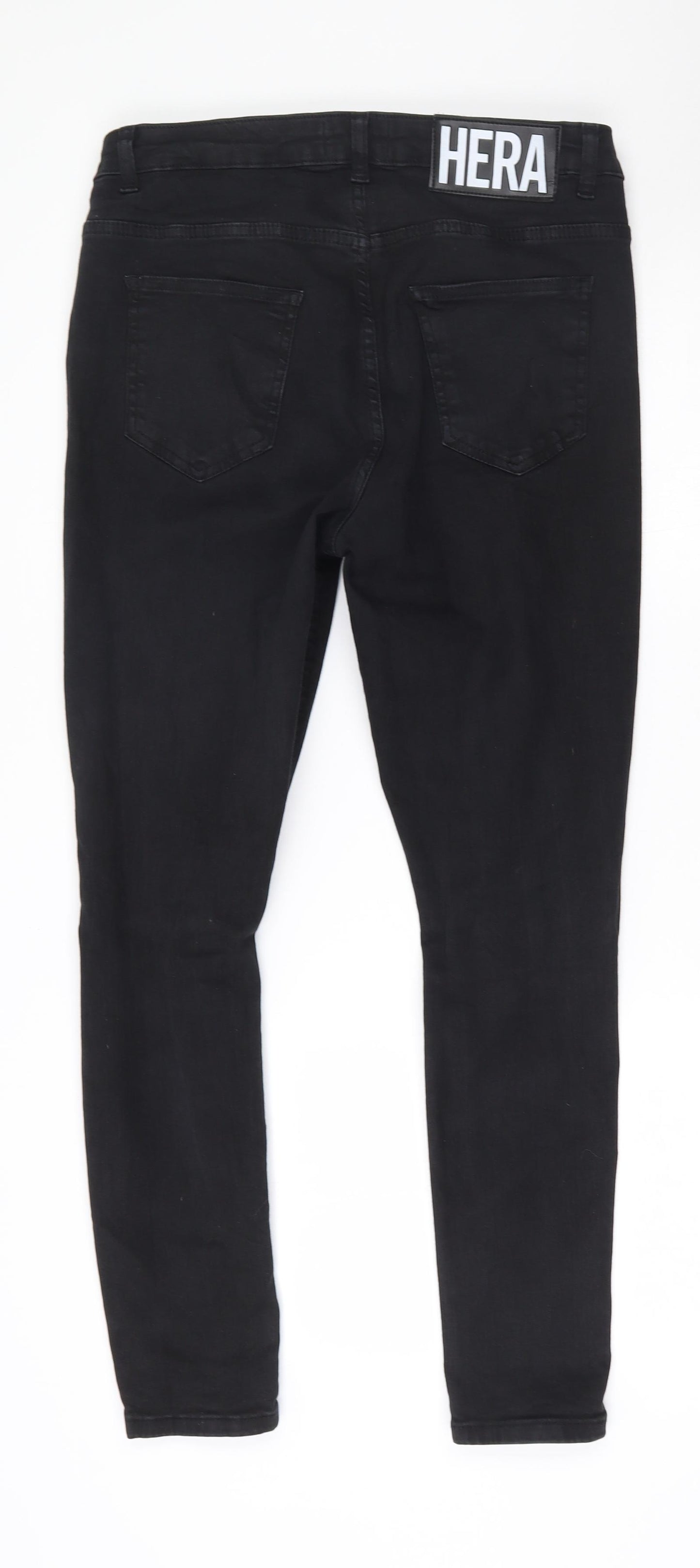 Hera Womens Black  Cotton Skinny Jeans Size S L28 in Regular Zip