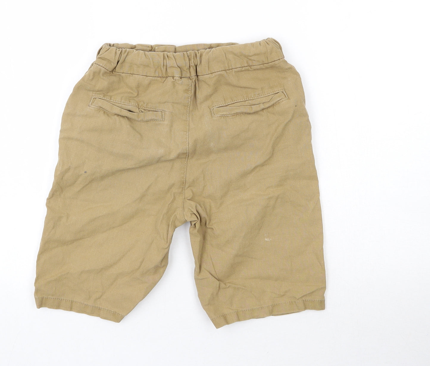Marks and Spencer Boys Beige  Flax Chino Shorts Size 8-9 Years  Regular Drawstring