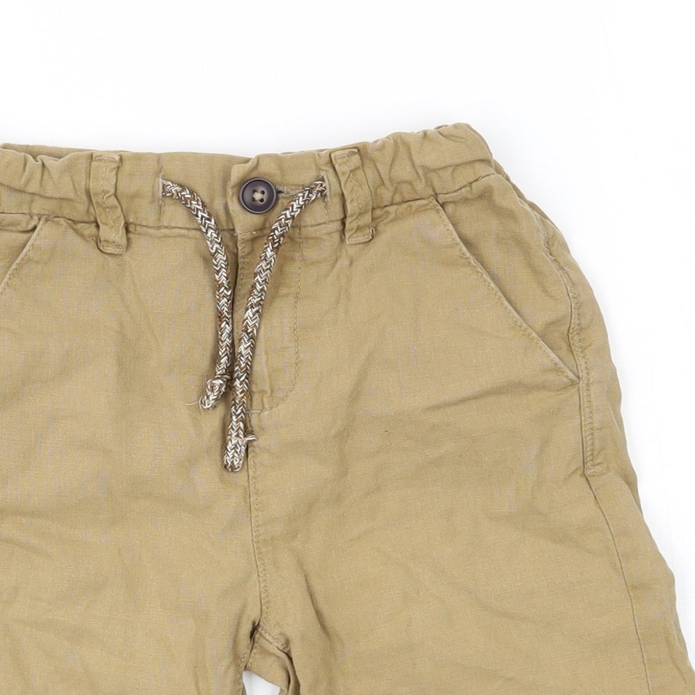 Marks and Spencer Boys Beige  Flax Chino Shorts Size 8-9 Years  Regular Drawstring