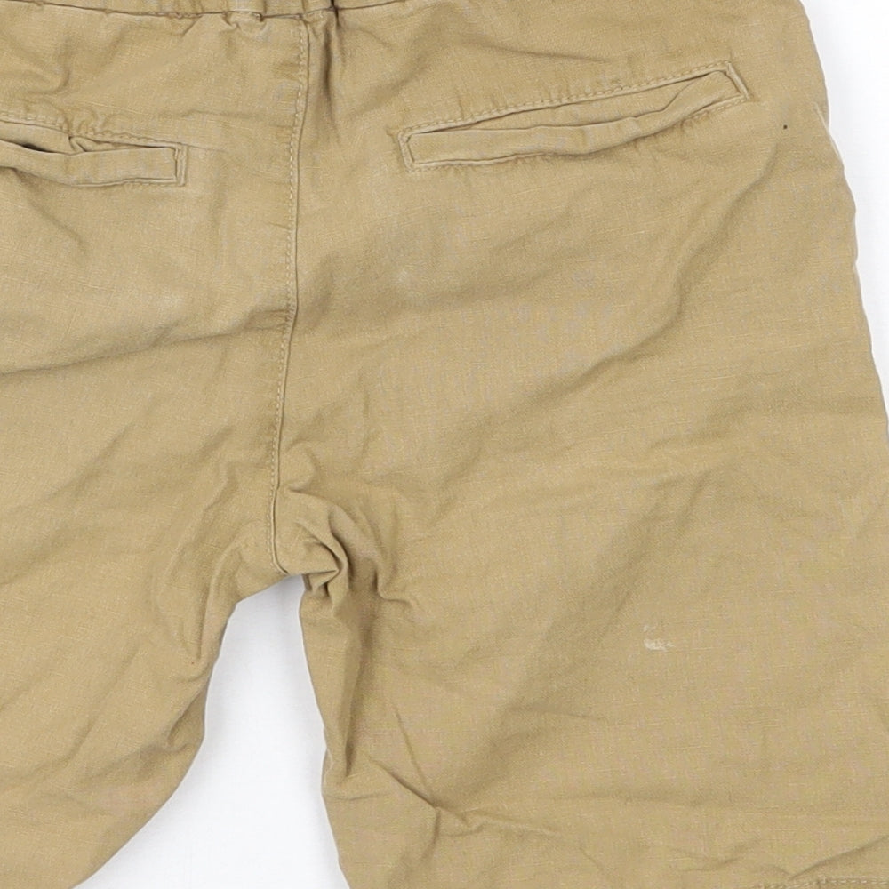 Marks and Spencer Boys Beige  Flax Chino Shorts Size 8-9 Years  Regular Drawstring