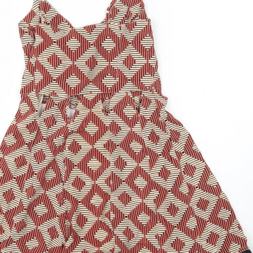 Topshop Womens Multicoloured Argyle/Diamond Viscose Playsuit One-Piece Size 8  Zip