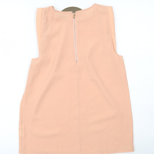 Paper Scissors Womens Pink  Polyester Basic Tank Size 8 Round Neck - Necklace Attached
