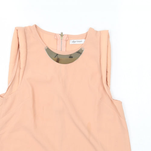 Paper Scissors Womens Pink  Polyester Basic Tank Size 8 Round Neck - Necklace Attached